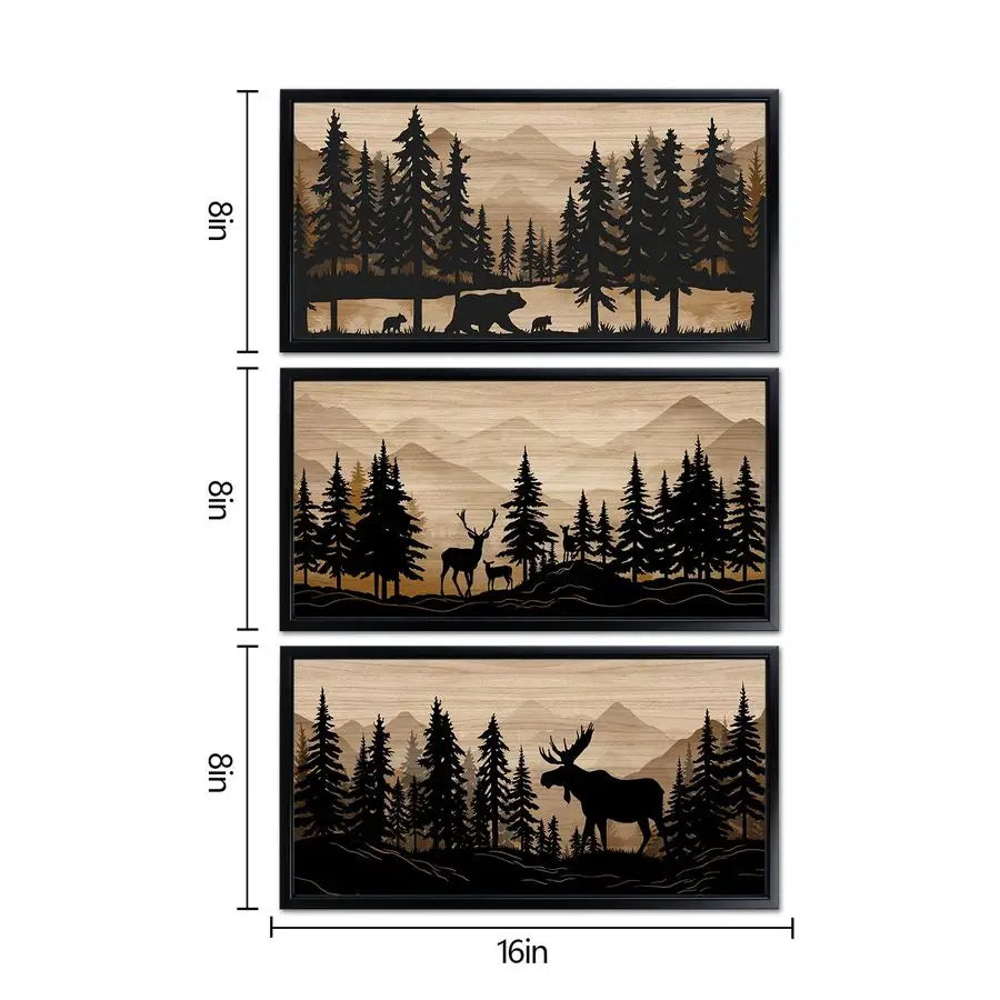 Bear Moose Deer Wall Art Rustic Home Decor Woodland Farmhouse