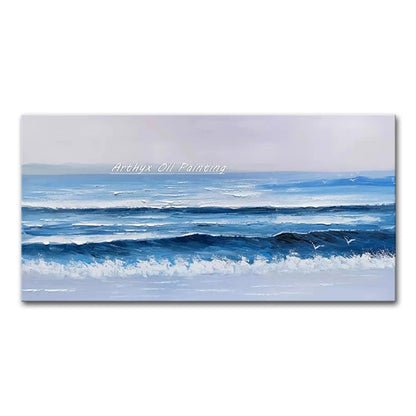 Arthyx, Hand Painted Abstract Seascape Oil Paintings On Canvas, Modern Texture Art Poster, Large Wall Picture, Home Decor