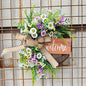 Spring Wreath for Front Door, 16.9 Inch Welcome Sign Front Door Wreath, Indoor Outdoor Green Eucalyptus Daisy Welcome
