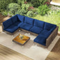 7 Piece Wicker Patio Furniture Set Modular Outdoor Sectional with Thickened Cushions Rattan Outdoor Furniture Conversation Set