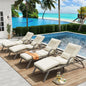 Outdoor Lounge Chairs Set of 2, Patio Chaise Loungers with Adjustable 5-Position & Leg Support, Wicker Pool Recliners