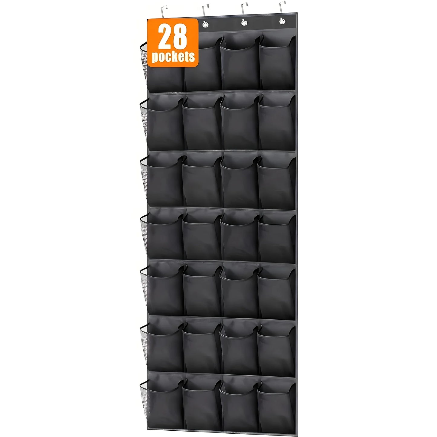 1pc 14/28/40-Grid Transparent Fabric Hanging Organizer Foldable Storage Bag For Shoes, socks, etc..