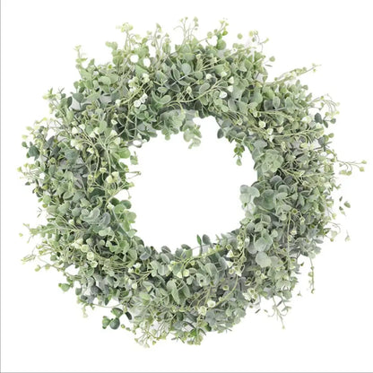 Faux Wreath for Front Door House Decor Green Leaf Garland