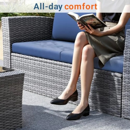 4 Piece Patio Furniture Set Wicker Outdoor Patio Conversation Furniture Set All Weather Outdoor Patio Sofa