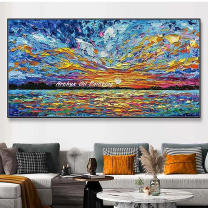 Hand-Painted Abstract Seascape Oil Paintings On Canvas, Modern Texture Art Poster, Large Wall Picture, Home Decor
