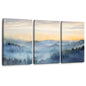 3 Panel Sunrise Misty Forest Picture Paintings Wall Art for Living Room, bedroom, Bathroom Framed Canvas Artwork