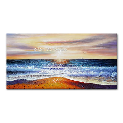 Hand-Painted Abstract Seascape Oil Paintings On Canvas, Modern Texture Art Poster, Large Wall Picture, Home Decor