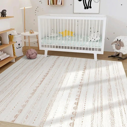 9x12 Boho Chic Area Rug - Large Neutral Modern, Soft Farmhouse Style, Stain Resistant, Non-Slip