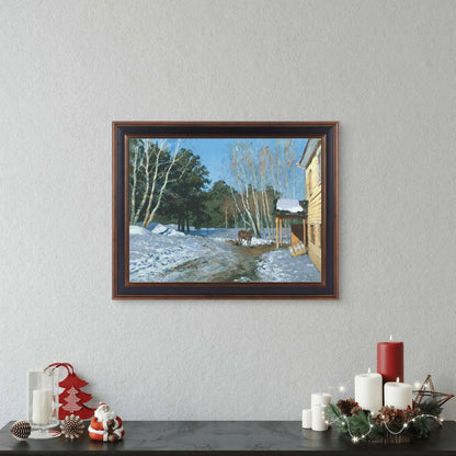 Isaac Levitan Framed Canvas Wall Art–Serene Lake & Countryside Landscape Painting, Classic Nature Home Decor