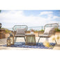 3 Pieces Bistro Chair Set w Glass Table Grey Outdoor Patio Furniture Wicker Rattan Modern Conversation Chat Seating