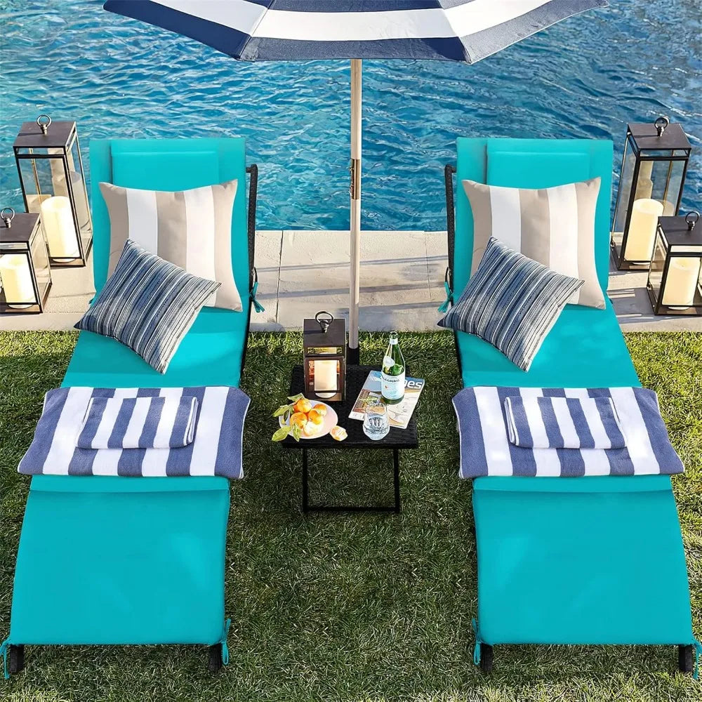 Lounge Chairs for Outside 3 Pieces Patio Adjustable Chaise Lounge Outdoor Wicker