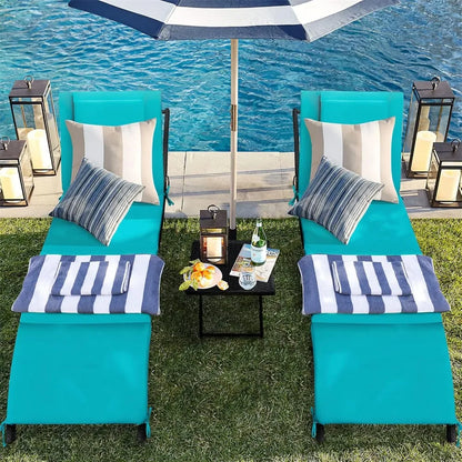 Lounge Chairs for Outside 3 Pieces Patio Adjustable Chaise Lounge Outdoor Wicker