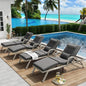 Outdoor Lounge Chairs Set of 2, Patio Chaise Loungers with Adjustable 5-Position & Leg Support, Wicker Pool Recliners