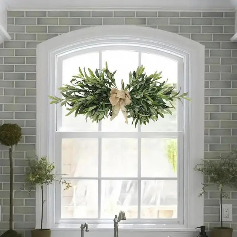 Artificial Olive Wreaths Garlands for Front Door with Olive Leaves All Season Greenery