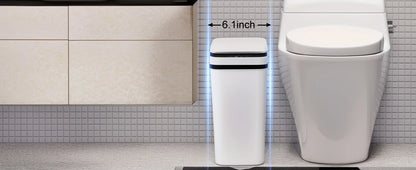 2 Pack 12L Bathroom Automatic Trash Cans, Touchless Motion Sensor Slim with Lid for Bathroom Bedroom Living Room Office White