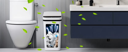 2 Pack 12L Bathroom Automatic Trash Cans, Touchless Motion Sensor Slim with Lid for Bathroom Bedroom Living Room Office White