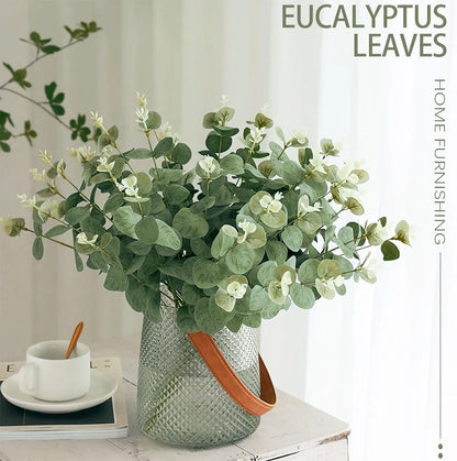 5/10/20Pcs Artificial Eucalyptus Leaf Stems Green Plants For Decoration