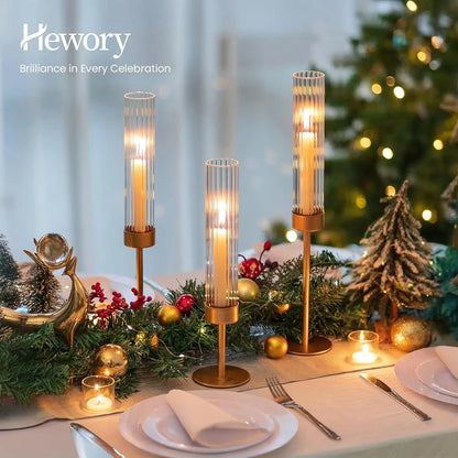 Set of 6 Tall Hurricane Candle Holders with Glass for Decor,  Centerpiece