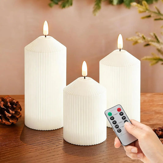 3-Pack Flameless LED Candles with Remote & Timer, Real Wax Flickering Pillar Candles for Home Decor