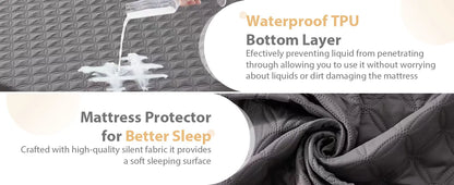 Waterproof Mattress Protector, Noiseless Mattress Pad with Deep Pocket, Soft Breathable Dirt-Proof Bed Mattress Cover Washable