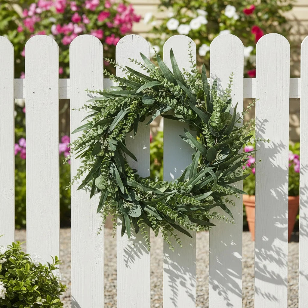 23.62in Artificial Eucalyptus Wreath For Front Door