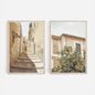 2pcs/set Neutral Olive Tree Shadow Vase Canvas Print Poster Botanical Landscape Art Print Home Decor