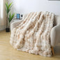 Bubble Fleece Blanket for Couch, Faux Rabbit Fur Throw, Soft Cozy Fluffy Decorative Blanket