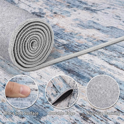 6x9 Washable Area Rug - Modern Abstract Soft Low Pile Non-Slip Indoor rug