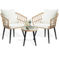 3pc Patio Bistro Set Wicker Rattan Table & Chairs for Balcony Porch Backyard Poolside