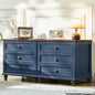Farmhouse Nightstand Set of 2 with Charging Station, 24" Wide End Table with 3 Drawers, Bed Side