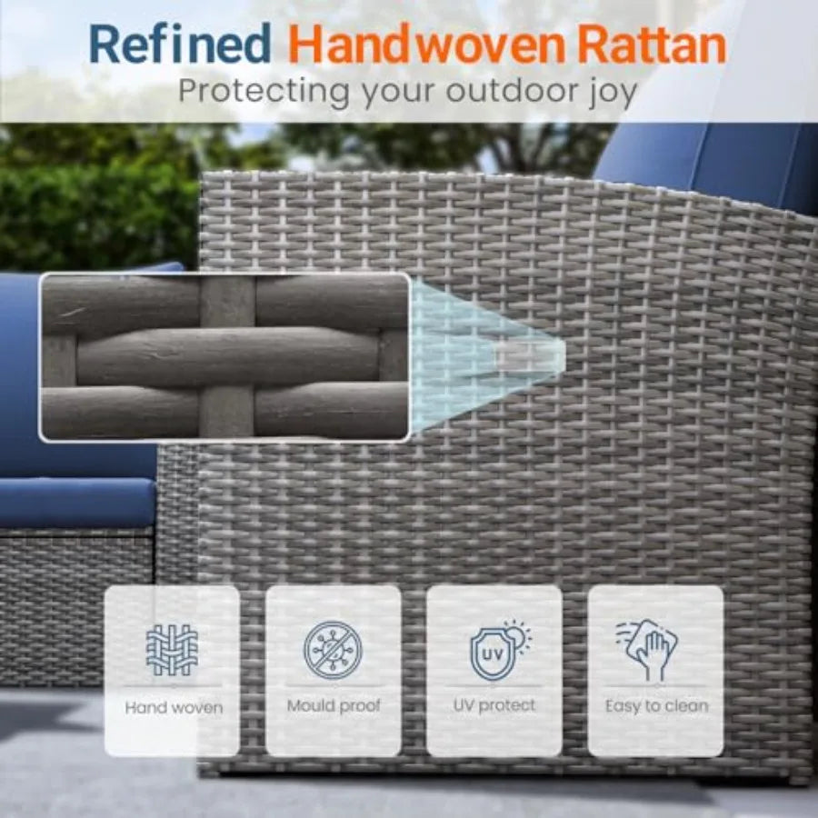 4 Piece Patio Furniture Set Wicker Outdoor Patio Conversation Furniture Set All Weather Outdoor Patio Sofa