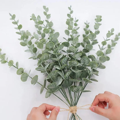5/10/20Pcs Artificial Eucalyptus Leaf Stems Green Plants For Decoration