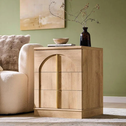 Arched Panel 2-Piece Nightstand Set, 18 Charging Station Nightstand, 3-Drawer Side Table, Square Bedroom/Living Room End Table,