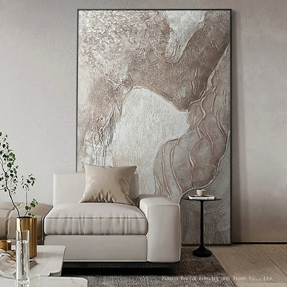 Luxury Handmade Abstract Oil Painting Wall Art  Modern Minimalist Thick Texture Canvas Mural Frameless