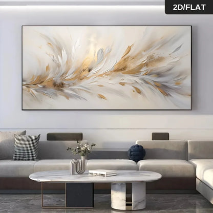 Extra Large Modern Abstract Feather Canvas Painting, Frameless Elegant Home Decorations