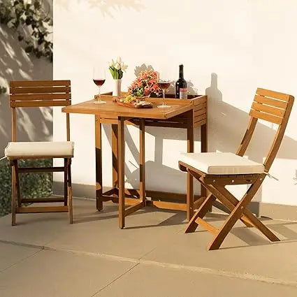 Rocking Chairs Design Heavy Duty 400lbs Capacity Wood Patio Bistro Set 3 Piece Outdoor