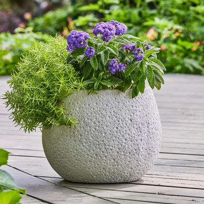 Durable 13 Inch Resin Moon Planter Weatherproof Outdoor Decor with Drainage Holes Unique Round Garden Planter