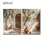 2pcs/set Neutral Olive Tree Shadow Vase Canvas Print Poster Botanical Landscape Art Print Home Decor
