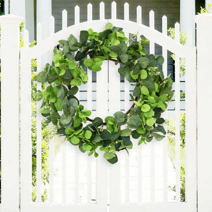 19.7 Inch Eucalyptus Wreath with Olive Leaves All Year Round Handmade Green Spring Summer Wreaths for Front Door Indoor Outdoor