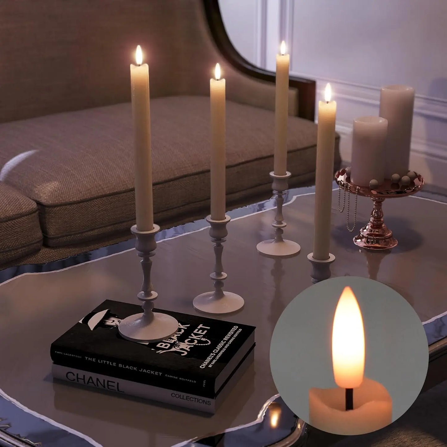 6-Pack Rechargeable Flameless Taper Candles with Charging Station, Remote & Timer for Home Decor