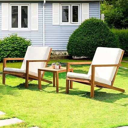 Rocking Chairs Design Heavy Duty 400lbs Capacity Wood Patio Bistro Set 3 Piece Outdoor