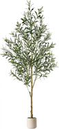 6FT Artificial Olive Tree with Lifelike Fruits, Silk Plant in White Planter for Home Decor