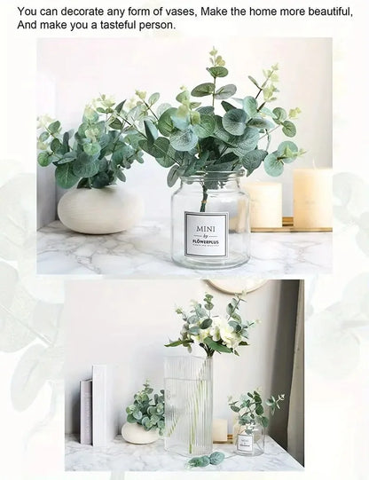 5/10/20Pcs Artificial Eucalyptus Leaf Stems Green Plants For Decoration