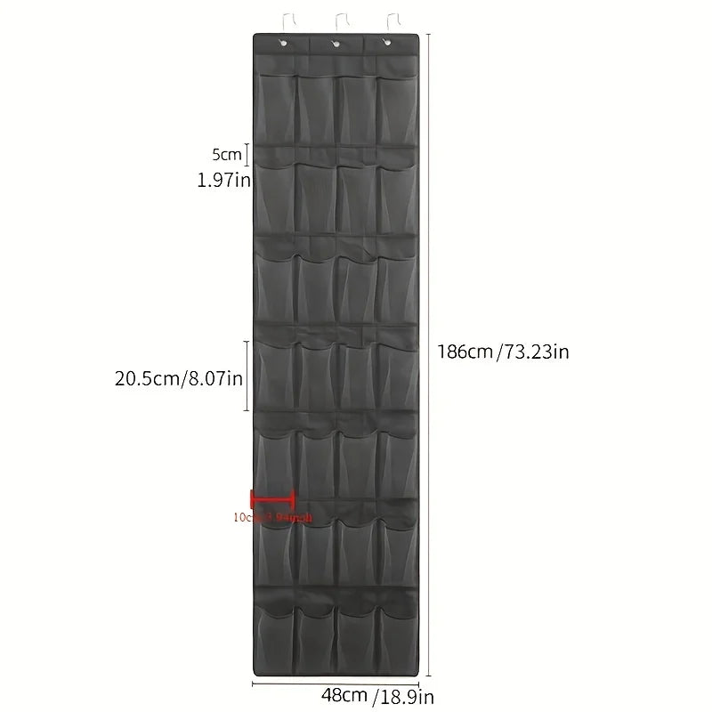 1pc 14/28/40-Grid Transparent Fabric Hanging Organizer Foldable Storage Bag For Shoes, socks, etc..