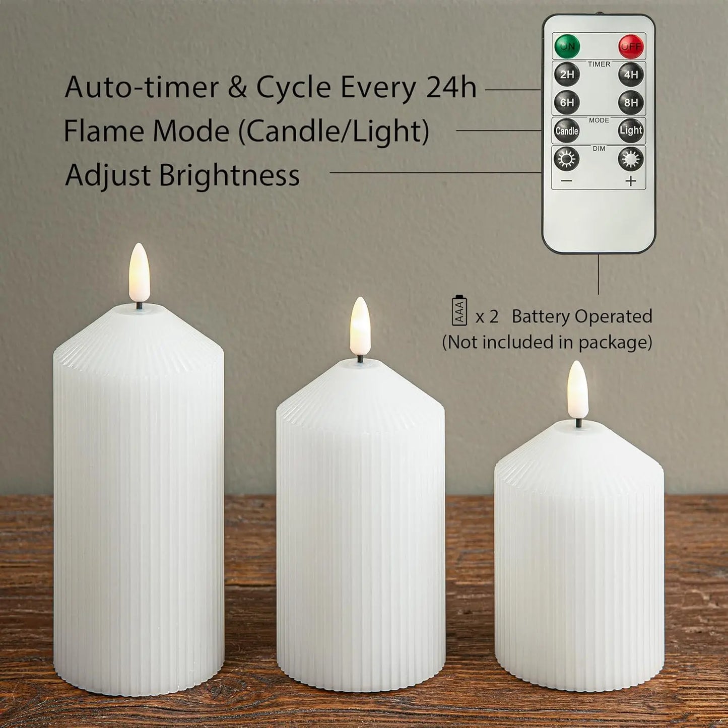 3-Pack Flameless LED Candles with Remote & Timer, Real Wax Flickering Pillar Candles for Home Decor