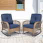 Outdoor Wicker Rocking Chair, Patio Rattan Rocker Chair with Steel Frame, Light Brown Wicker