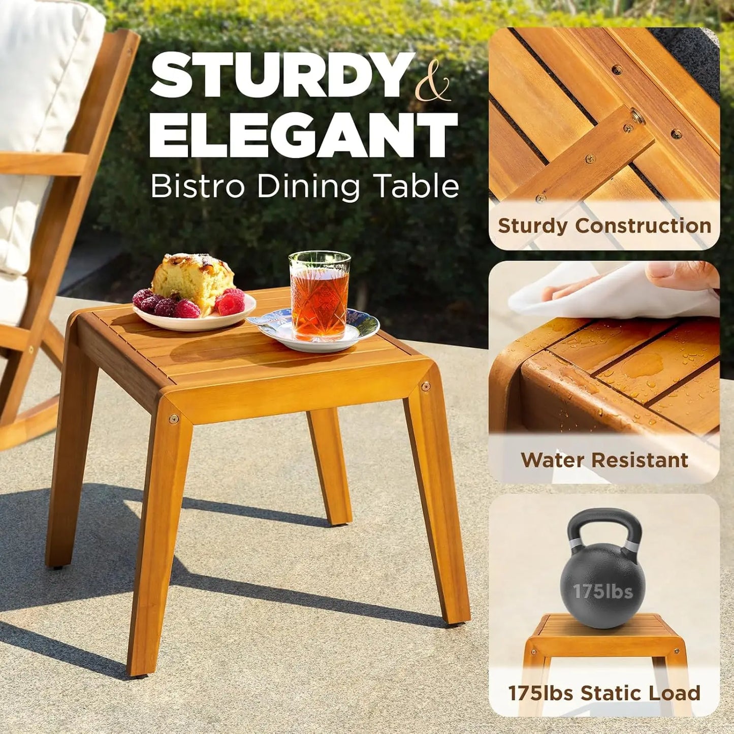 Rocking Chairs Design Heavy Duty 400lbs Capacity Wood Patio Bistro Set 3 Piece Outdoor