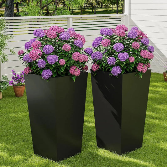 30" Tall Planter Set of 2, Indoor/Outdoor Plant Pots with Drainage Holes, Water Level Monitor & Inner Bucket, Automatic Watering