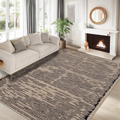 Rugs for Living Room Washable Modern Stripe Carpet Non Slip Soft Rug, Low Pile Area Rug