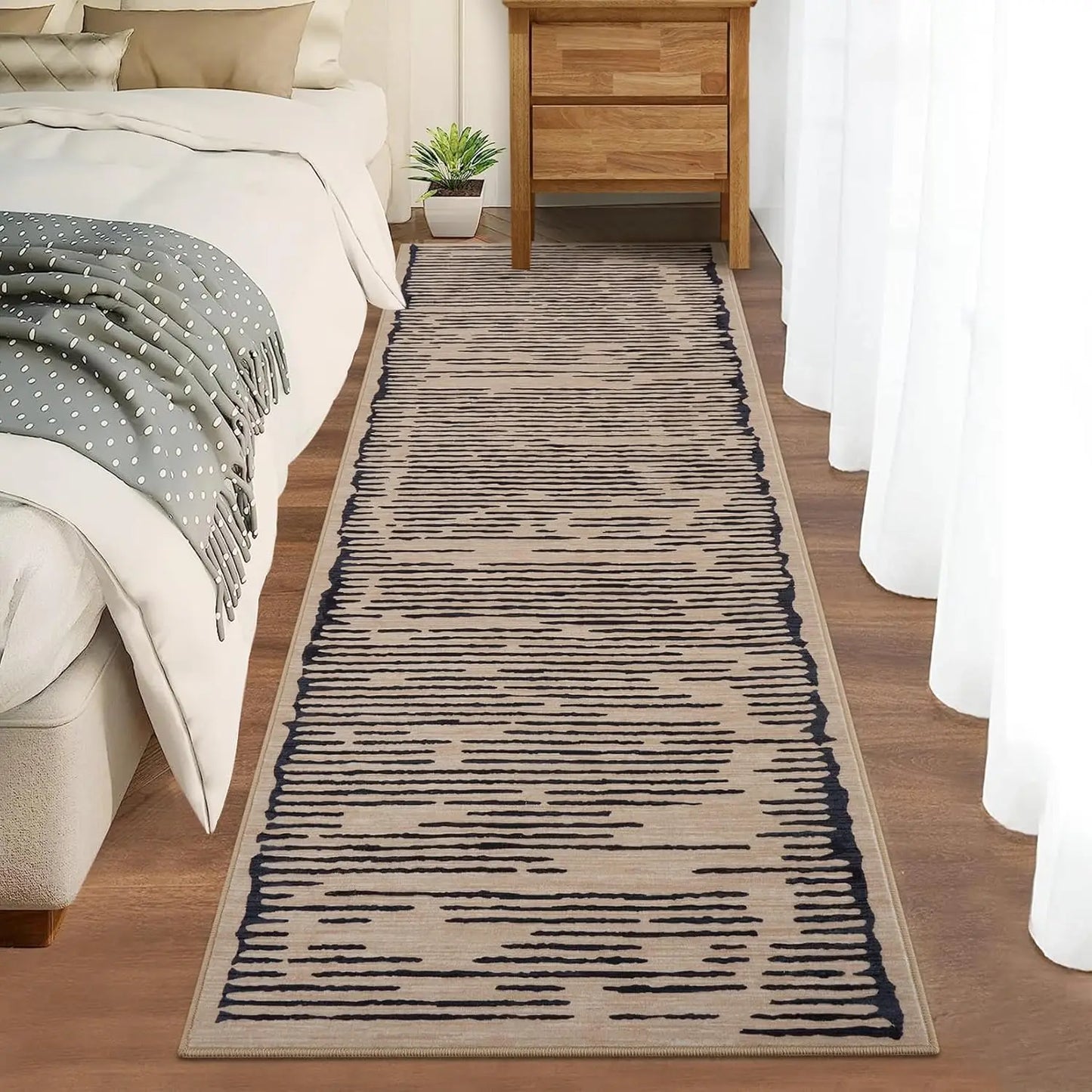 Rugs for Living Room Washable Modern Stripe Carpet Non Slip Soft Rug, Low Pile Area Rug